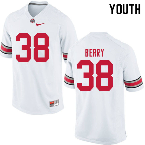 Ohio State Buckeyes Rashod Berry Youth #38 White Authentic Stitched College Football Jersey